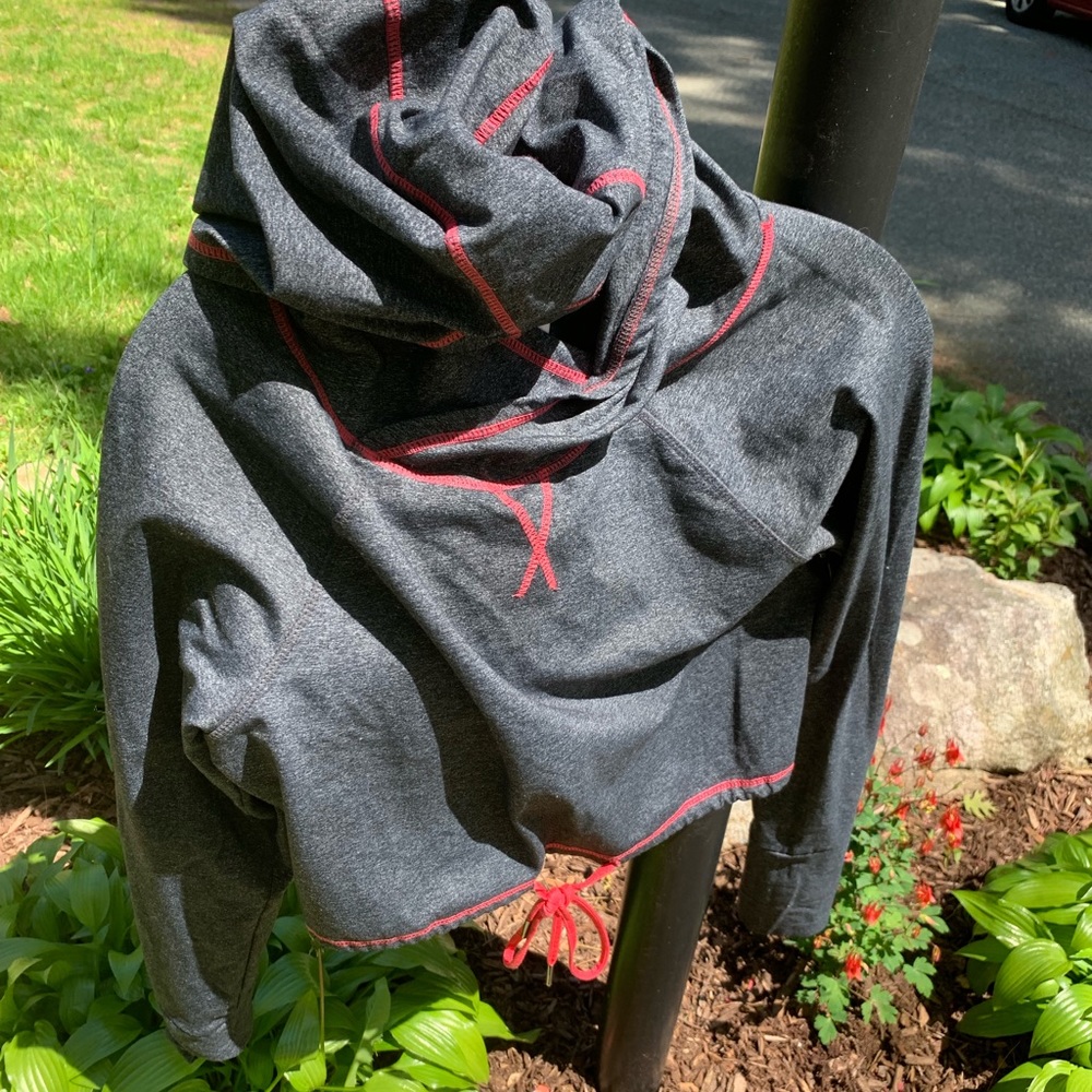 Cloaked crop top grey sweatshirt